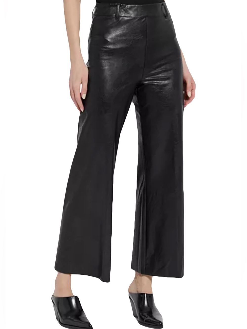 Lyssé High Waist Faux Leather Wide Leg Pants Black L NWT